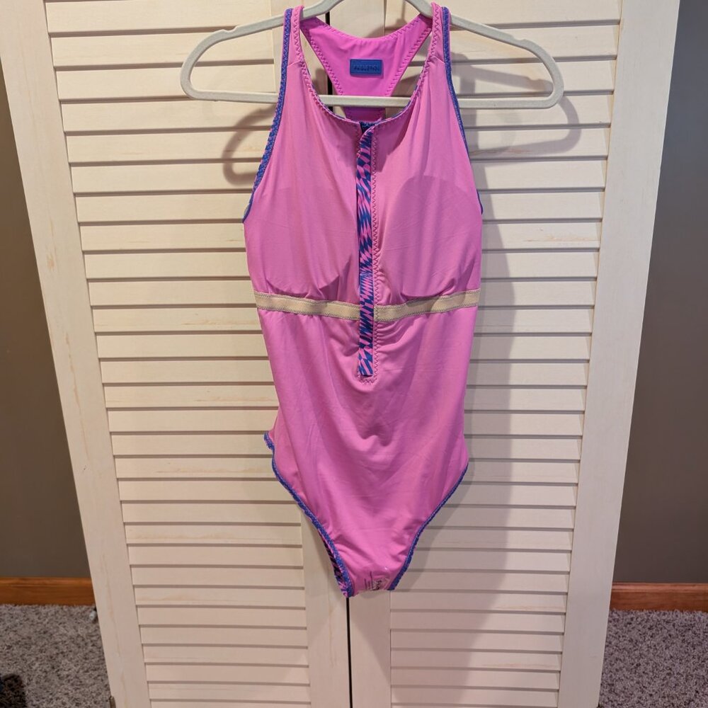 Fabletics High Tide Zip-Front One-piece racerback swimsuit NWT Large - Picture 7 of 10